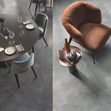 Kerinox Casalgrande Padana: soft brush strokes and bright metal-effect reflections